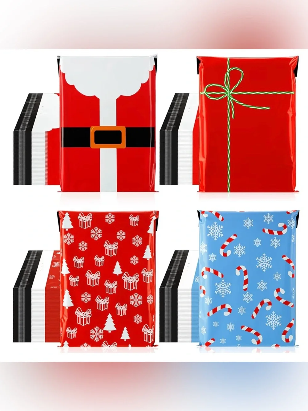 Festive Holiday poly mailers, Christmas Designs